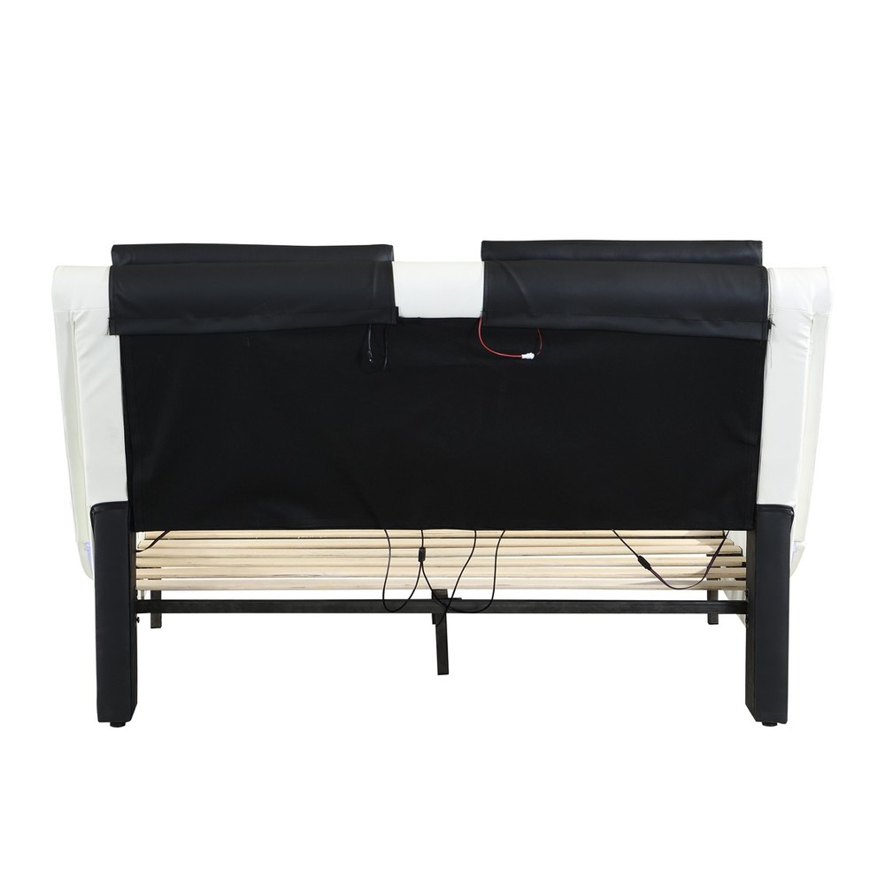 Queen Faux Leather Platform Bed Frame - LED Lighting