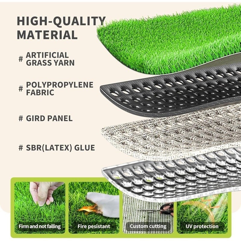 Realistic Artificial Grass Turf Pet Friendly Easy Clean Multi Use Durable
