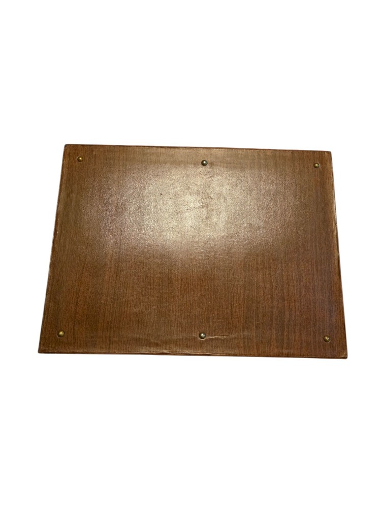 Vintage Handmade Mayan/Peruvian Tooled Leather Tray Embossed