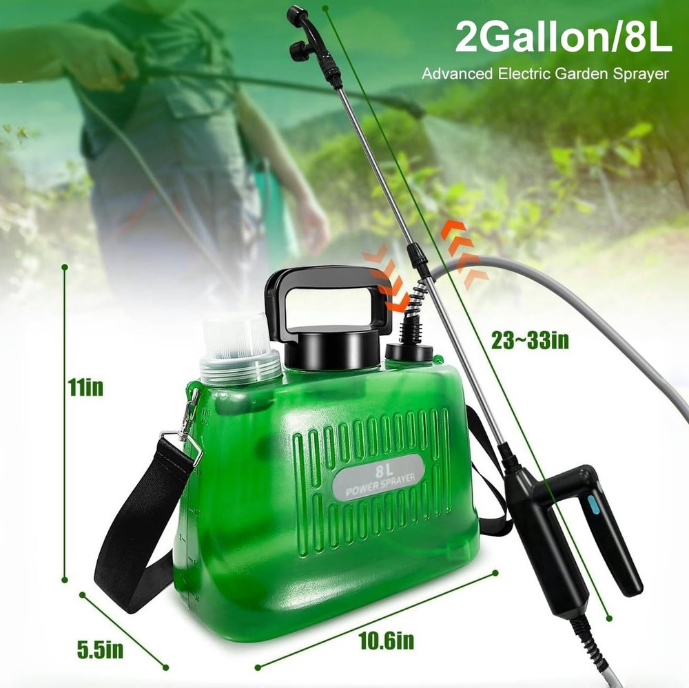 Battery Powered Sprayer 2 Gallon,Rechargeable Pump Sprayer with Adjustable Sh...