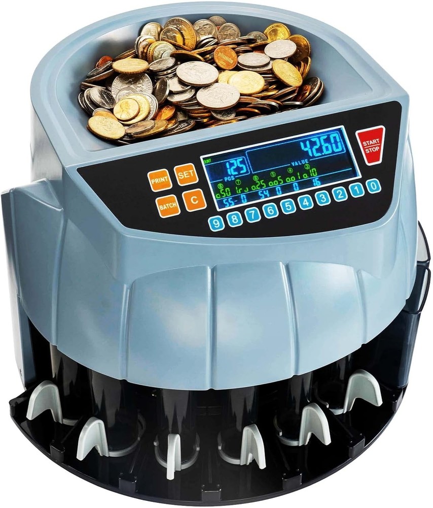 MUNBYN Coin Counter 6 Bin 250 Coins Per Min Machine