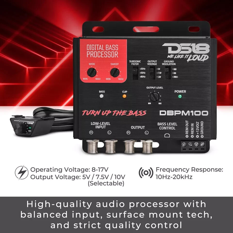 DS18 DBPM100 Car Digital Bass Processor 2 Channel Preamp Input Output Epicenter