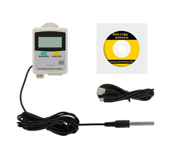 Temperature Data Logger External Temperature Sensor 3m Cable Resolution 0.1℃