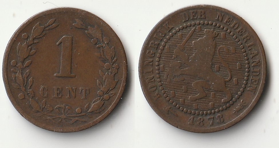 1878 Netherlands 1 cent coin
