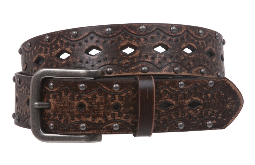 Snap on Studded Vintage Embossed Jean belt