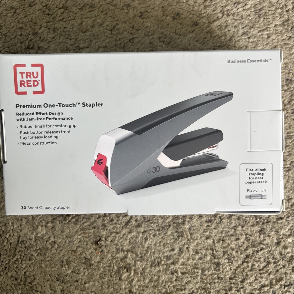 TRU RED™ One-Touch Executive Desktop Stapler, 30-Sheet Capacity, Black (TR58489)
