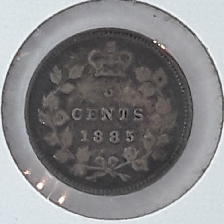 1885 CANADA 5 CENTS. NICE. .925 SILVER.
