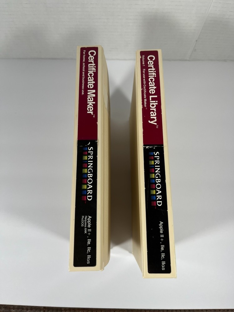 Springboard Certificate Maker/Certificate Library Software for Apple II 5.25"