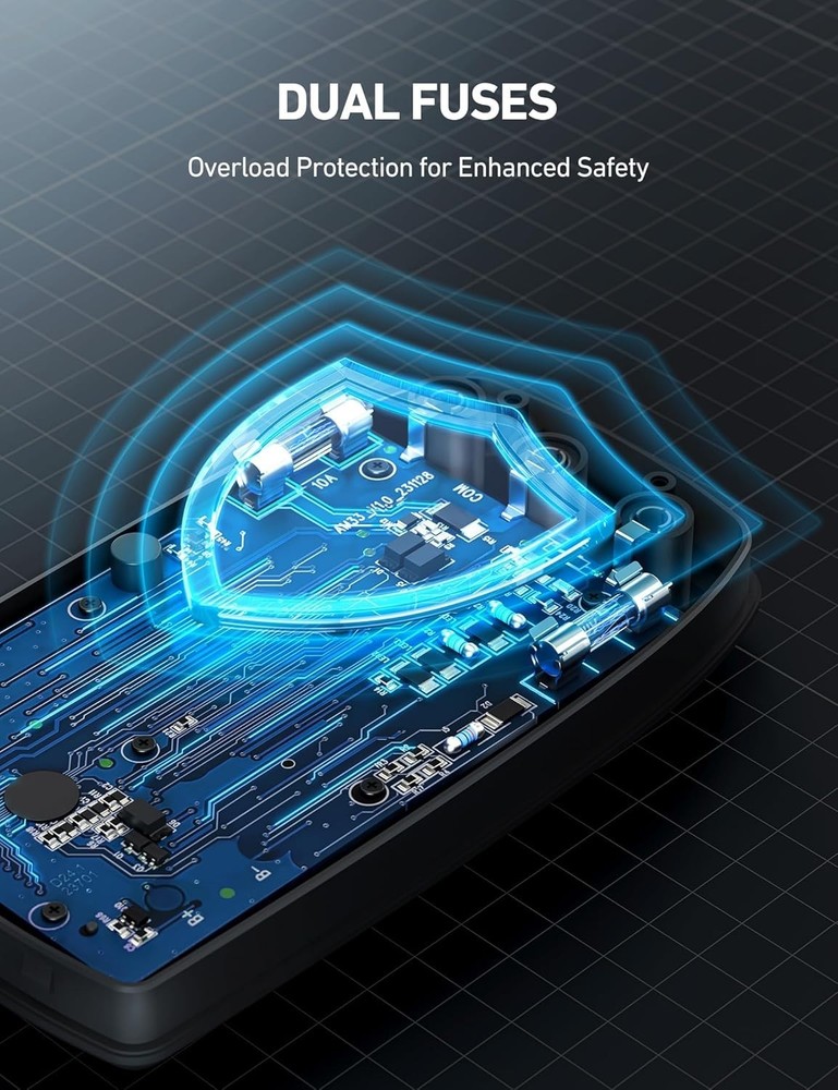 Versatile Battery-Powered Digital Multimeter with LCD Backlight for Safe Testing