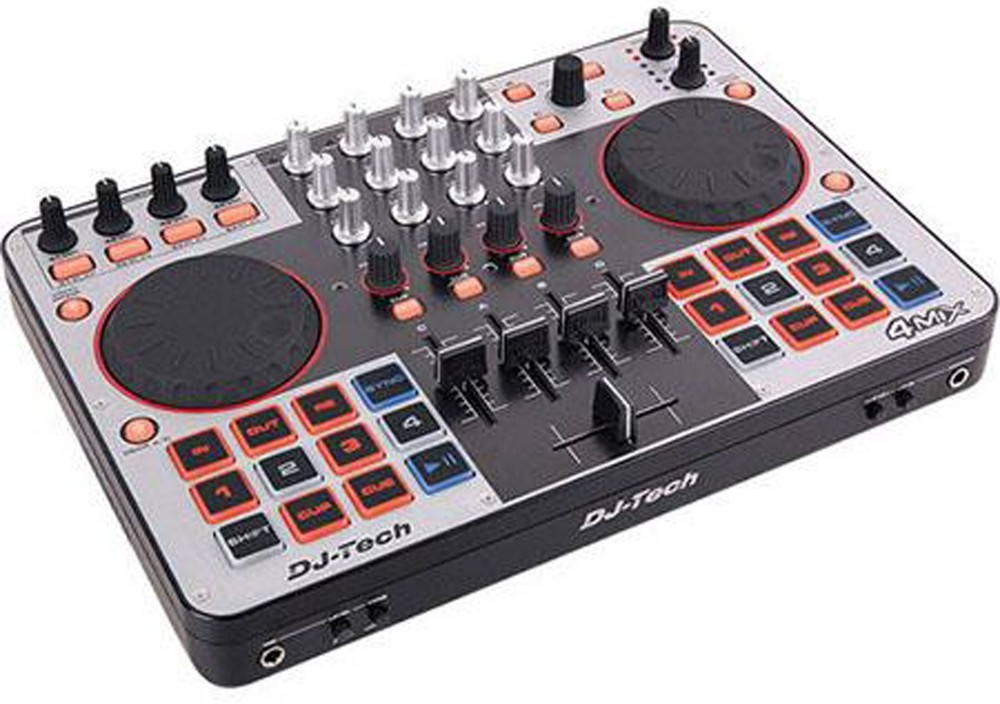 DJ-Tech - 4MIX - 4-Channel Controller w/ Audio Interface + Virtual DJ LE