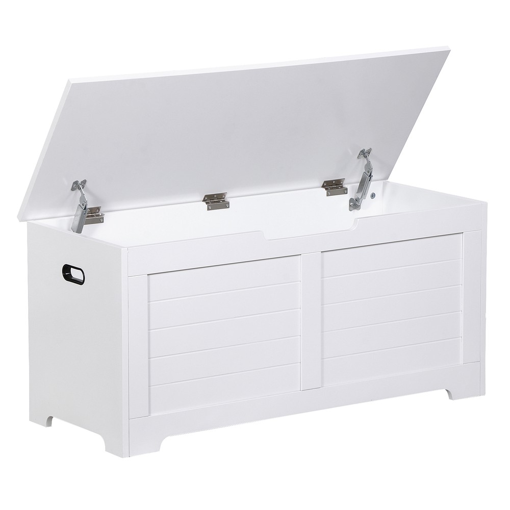Storage Chest Spacious MDF Frame Toy Storage Bench W/ Side Handles, White