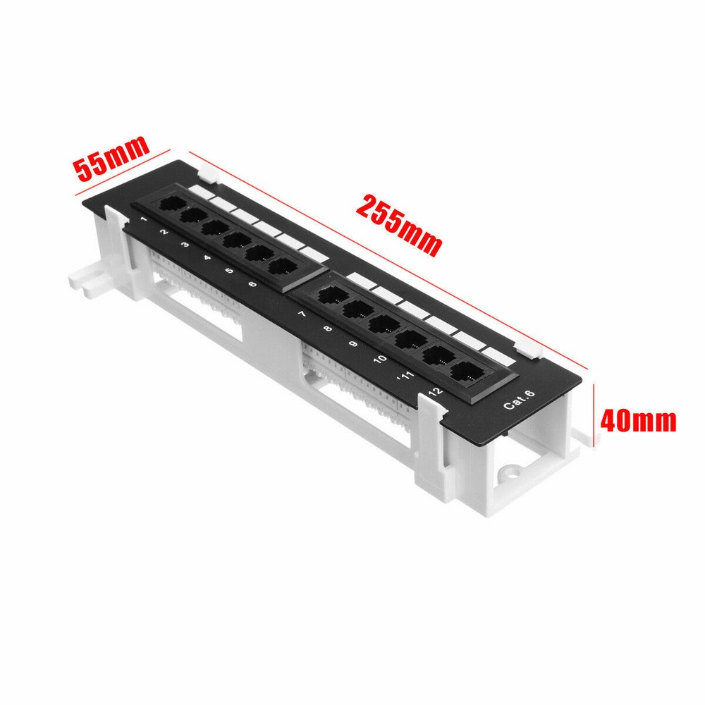 Cat6 12 Port Pro RJ45 Mini Patch Panel 110 Network w/ Surface Wall Mount Bracket