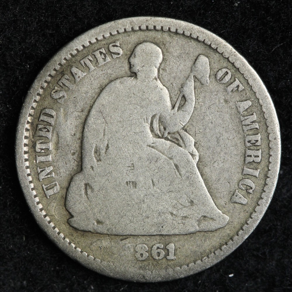1861 Seated Liberty Silver Half Dime CHOICE VG E316 WCS