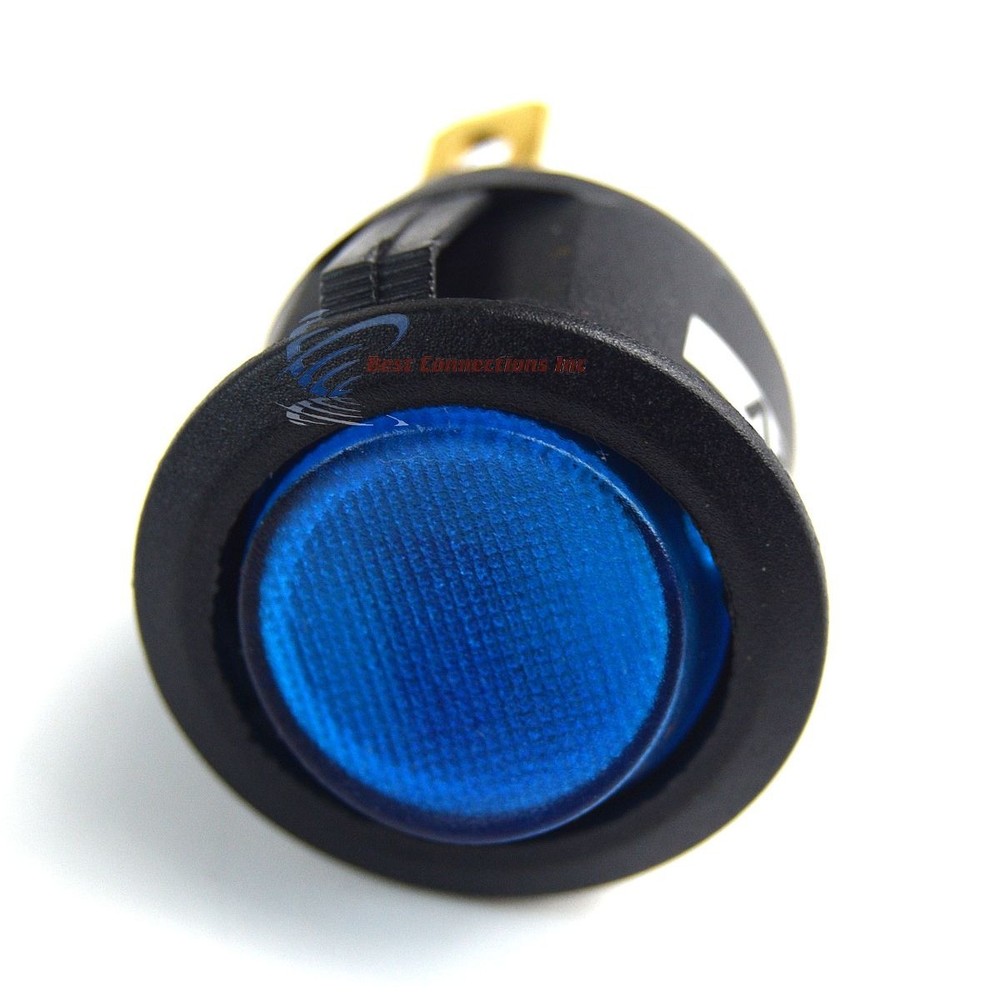 Switch Round 3 Prong BLUE LED Rocker Switch SPST Toggle Switch 5 Pack EC-1217