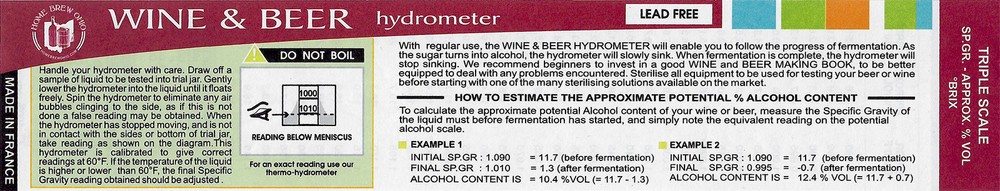 1 X Hydrometer - Triple Scale
