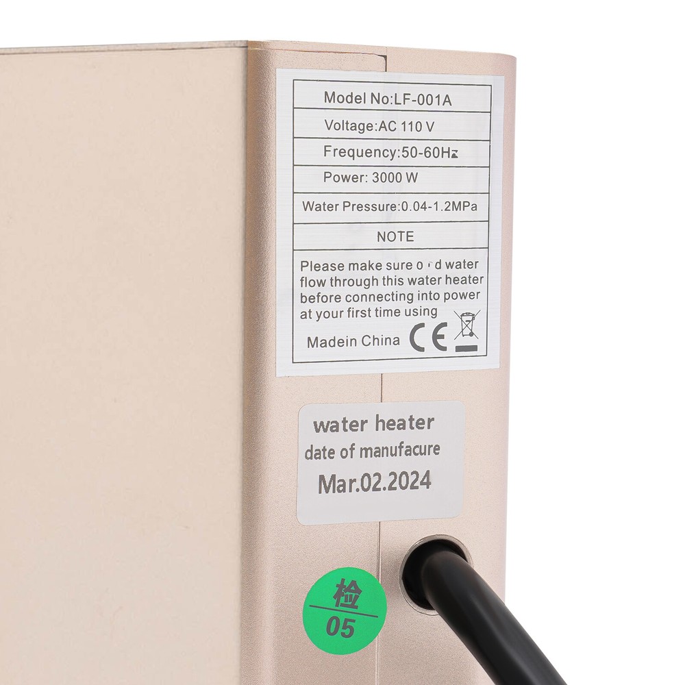 3000W Mini Electric Water Heater Wall Mounted Tankless Water Heater 86℉-131℉