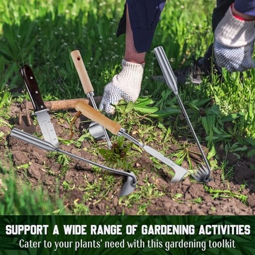 5 Pcs Weed Puller Set Include Hori Weeding Knife Uprooting Crack Classic