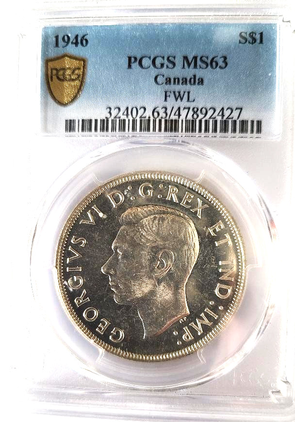 Canada 1946 $1 Silver Dollar PCGS MS 63