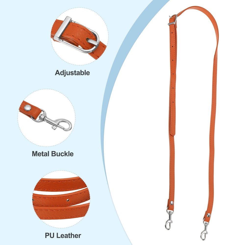 47 Inch Adjustable PU Leather Purse Strap with Silver Hardware, Orange