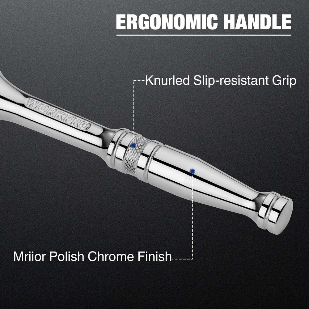 WORKPRO 1/4" Drive Ratchet Handle Quick-Release Reversible Ratchet Sets 72-Tooth