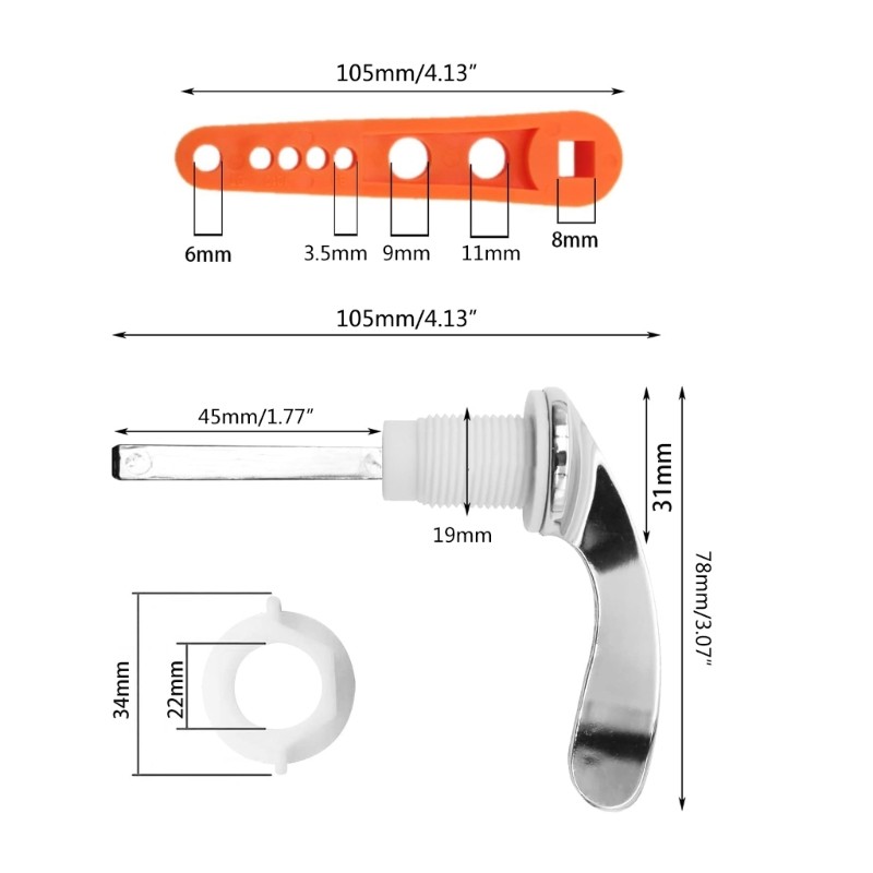 Replacement Water Tanks Handle Durable Toilet Flush Handle Easy Installation