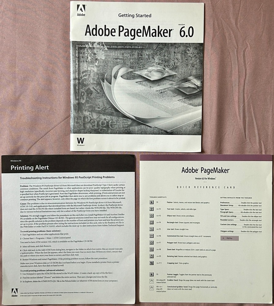 1995 Adobe PageMaker 6.0 w/ 16 Discs & Guidebooks Windows Complete PC