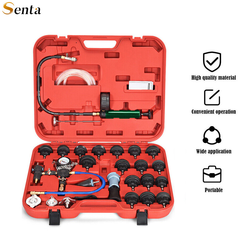 28PCS Universal Radiator Pressure Tester Vacuum Type Cooling System Refill Kit