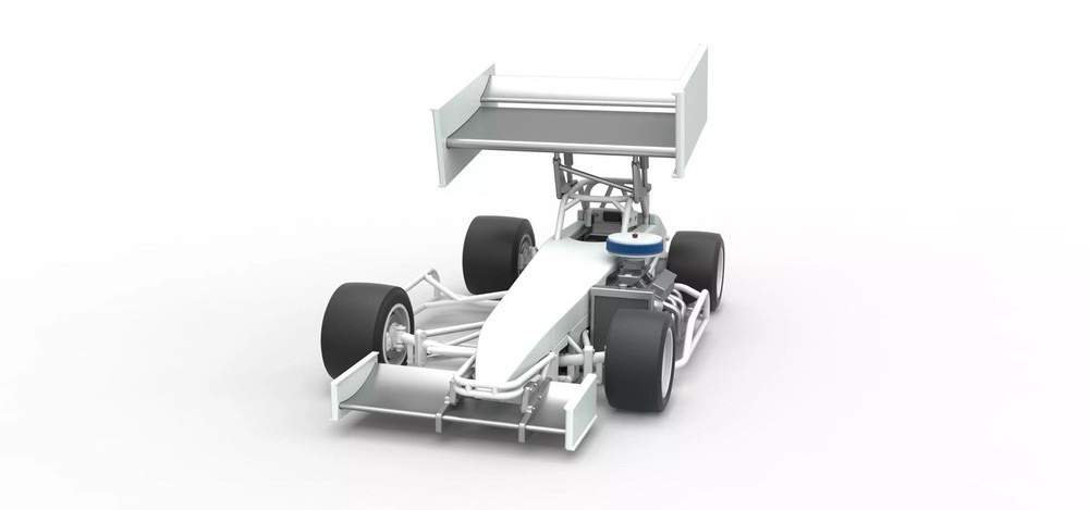 3D Printed Super Modified Front Engine Winged Race Car In 1/25 Scale