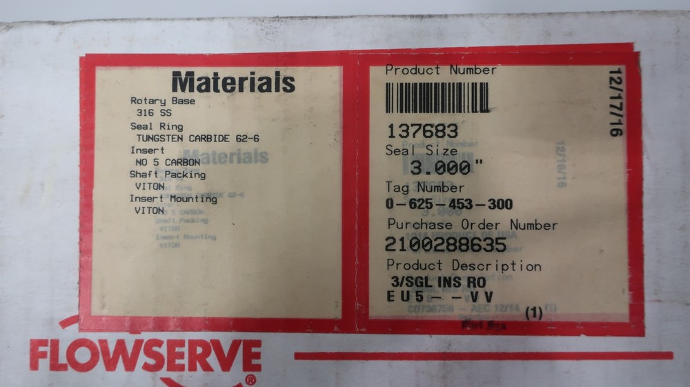 Flowserve 137683 Mechanical Seal 3in