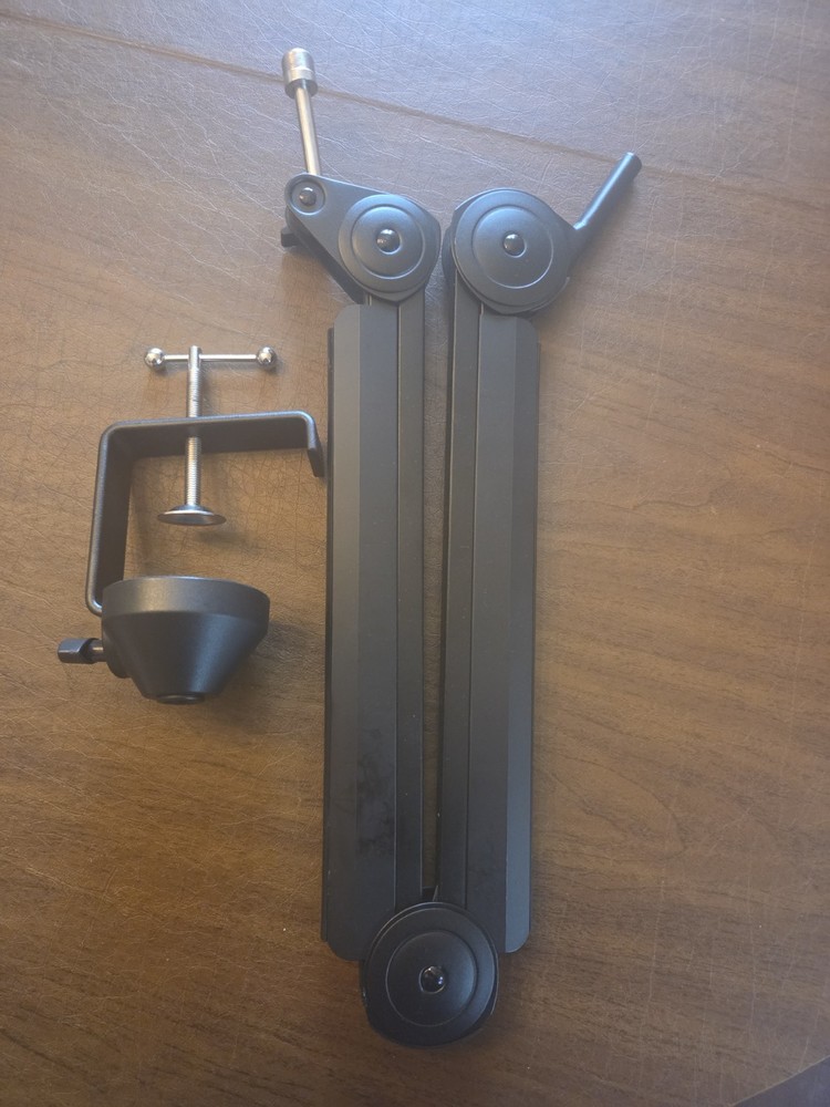 Black Height-Adjustable Foldable Microphone Boom Arm Stand with Desk Mount