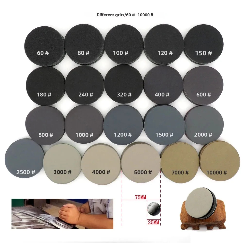 100Pcs 3 Inch 75mm Waterproof Sanding Discs Hook Loop Silicon Carbide Sandpaper