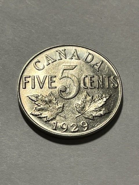 1929 Canada 5 Cents VF #17796