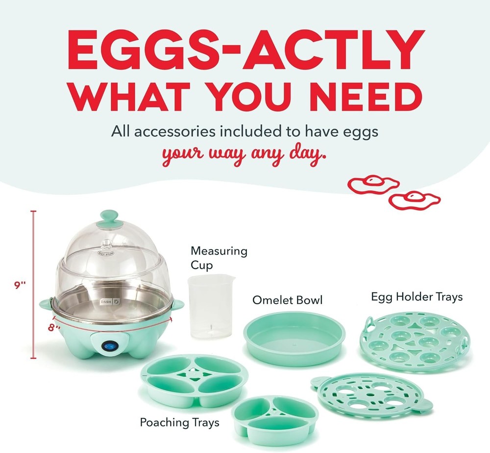 Dash Deluxe Rapid Egg Cooker for Hard Boiled, Poached, Scrambled Eggs, Omelets,