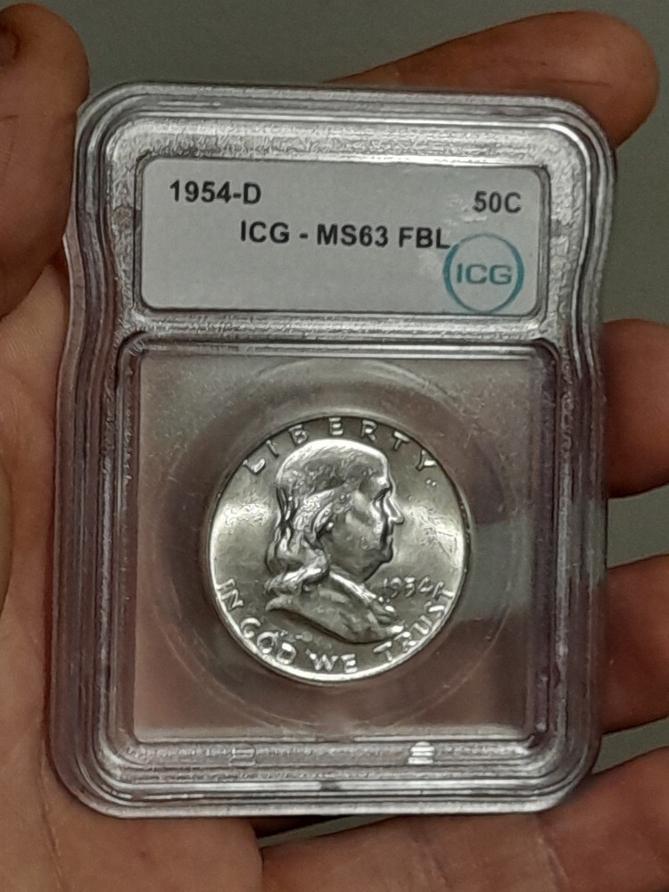 1954- D Franklin Half Dollar ICG MS63FBL