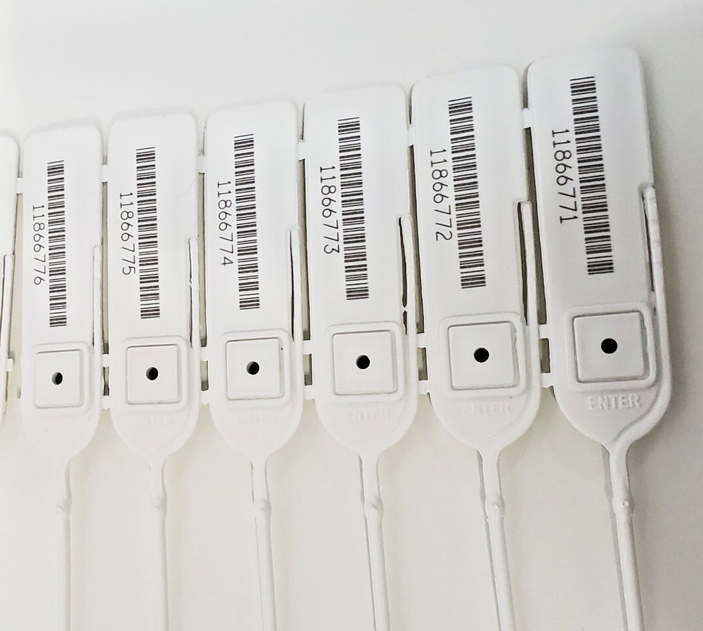 Plastic Security Cable Seals 50 Pack Barcode Tags Tamper Proof Inventory White S