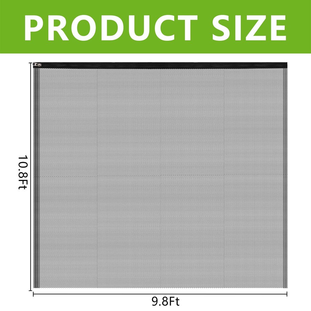 10.8 x 9.8 Ft Black Large Fruit Tree Netting with Zipper and Drawstring, Brea...
