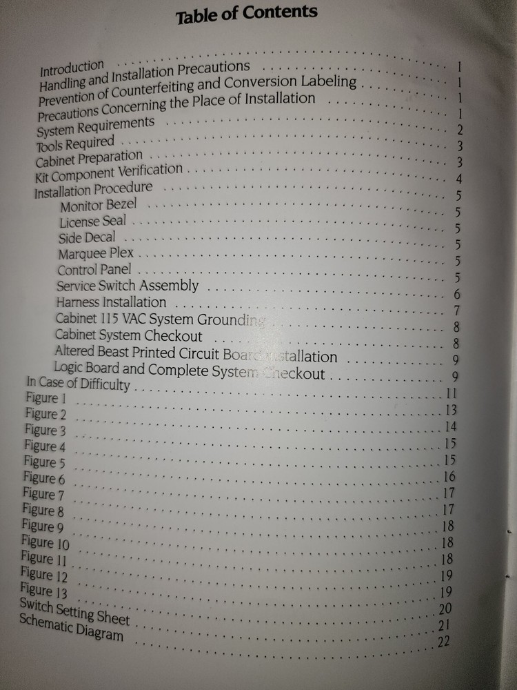 Altered Beast Manual Arcade Sega