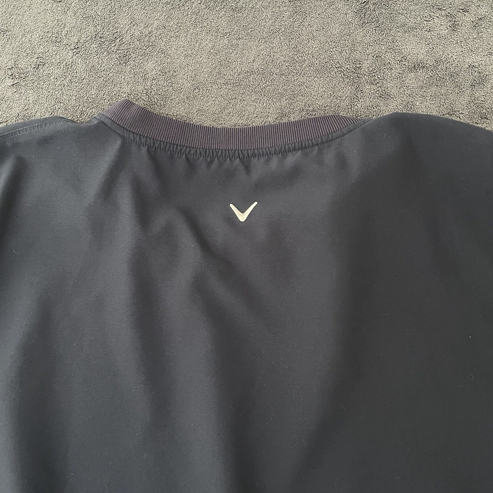 Callaway Pullover Jacket Mens L Blue V Neck Lined Microfiber Performance Golf