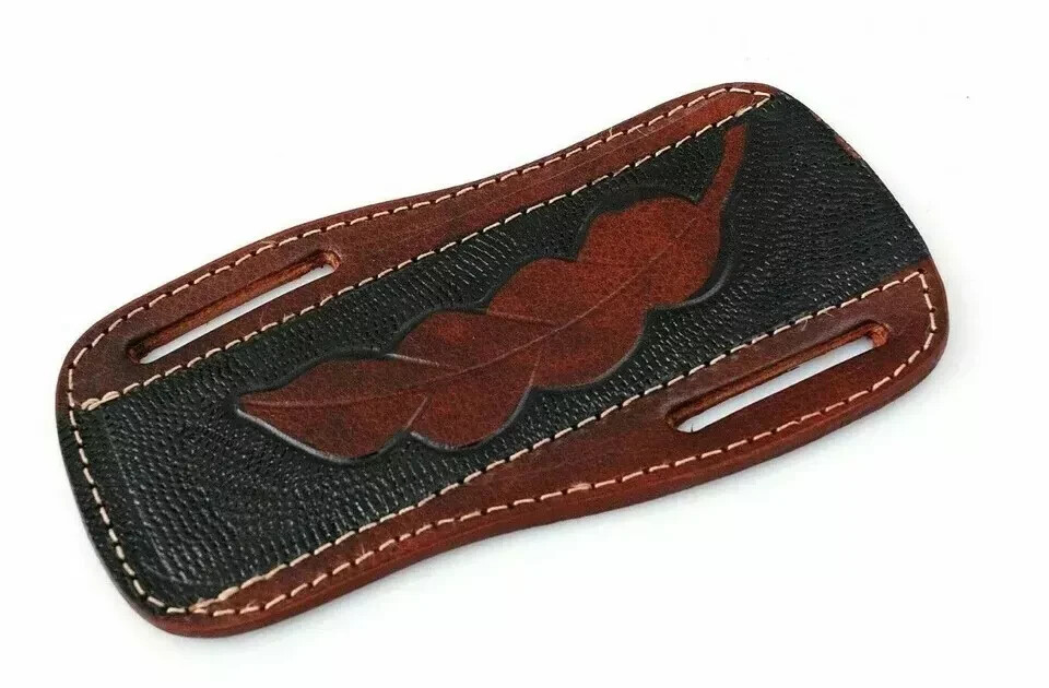 HANDMADE PURE LEATHER HAND ENGRAVED HORIZONTAL SHEATH FOR FIXED BLADE KNIFE