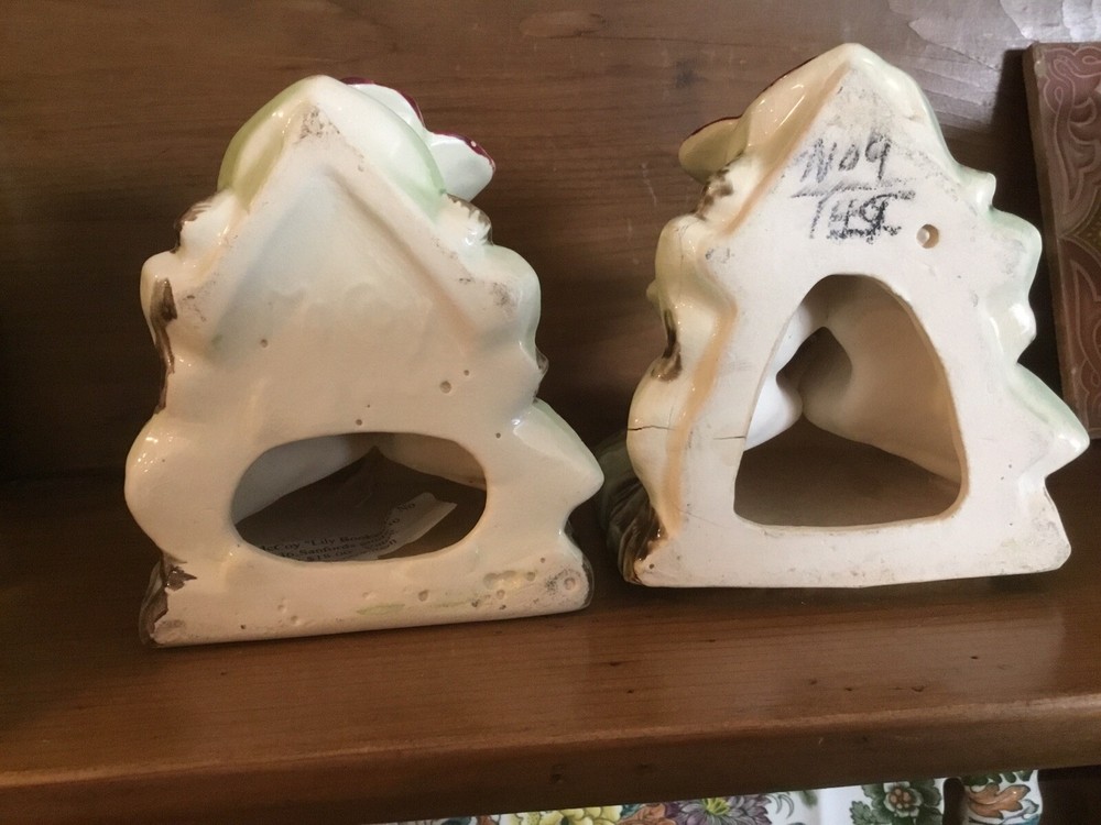 Nelson McCoy Pottery Double Lily Bookends Floral Shaped Pair