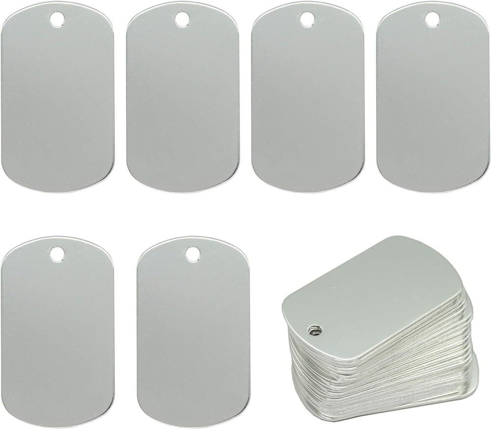 Aluminum Blank Tags Stamping Blanks 25 Pack (Silver)