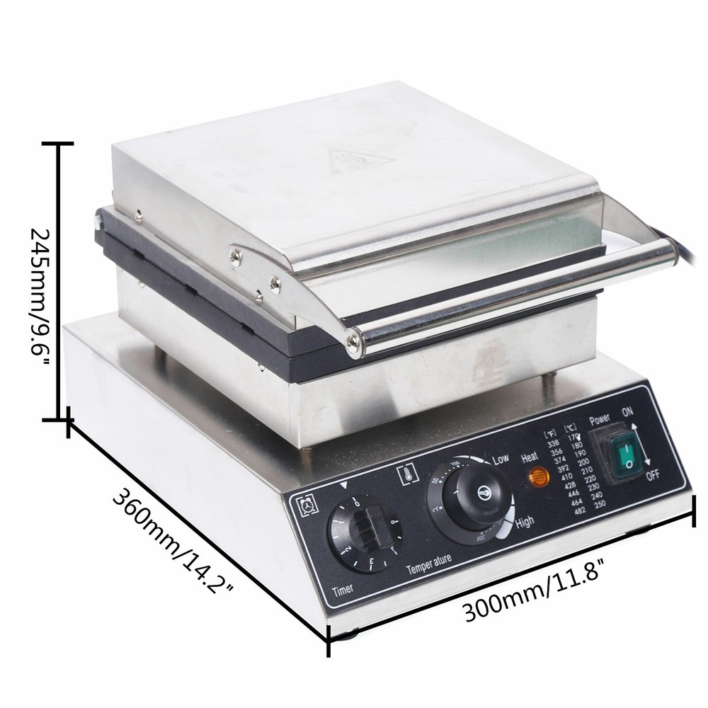 Commercial Nonstick Waffle Maker 6Pcs Rectangle Waffle Baker Machine 110V 1500W
