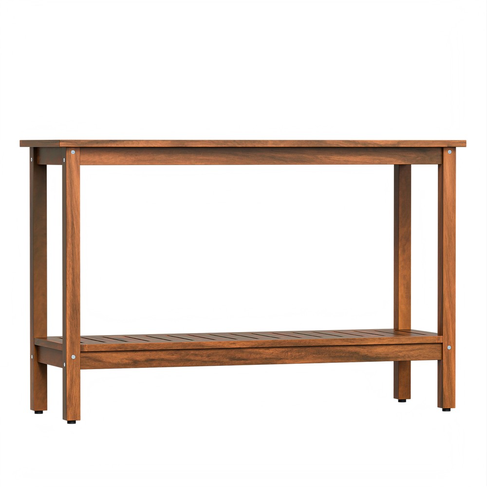 2-Shelf Console Table 48" Patio Side Accent Table Multifunctional w/Foot Sliders