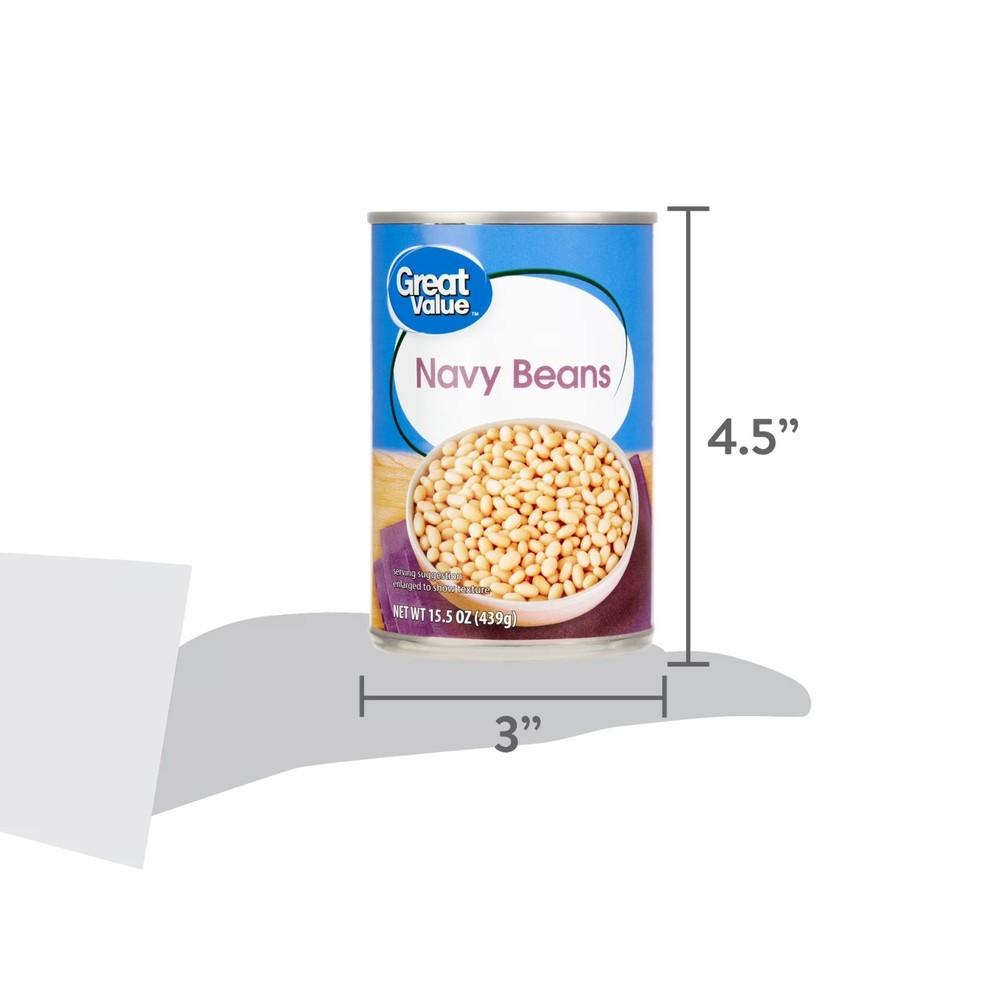12 pack,Great Value Navy Bean, 15.5 oz Can.