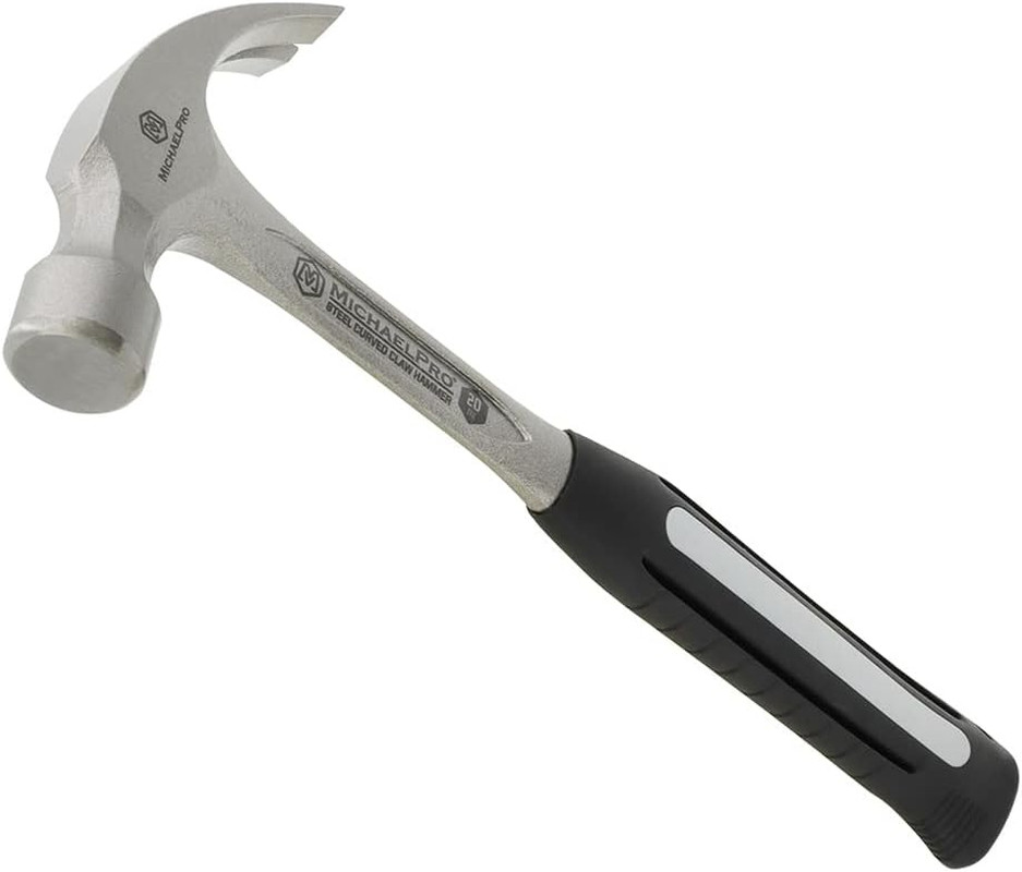 20Oz Rip Claw Hammer, Solid One Piece Steel Heavy Duty Curved Hammer, Shock-Abso