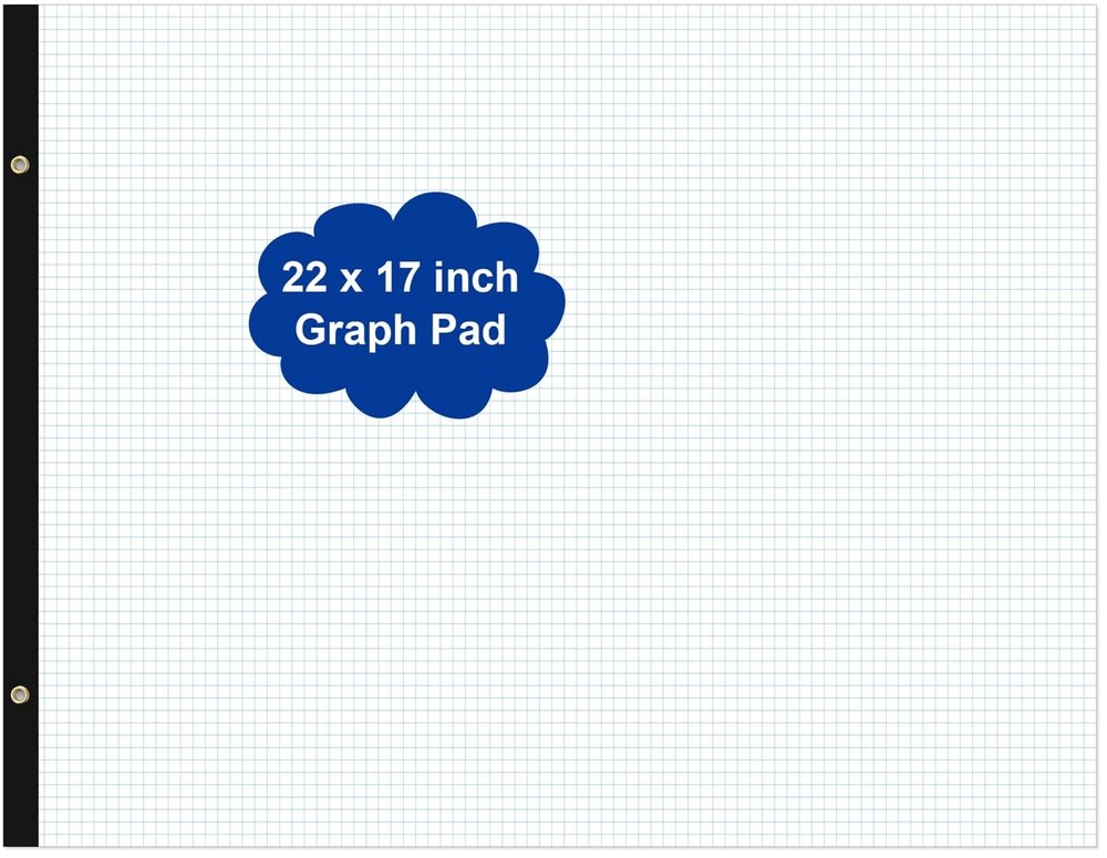 Large Engineering Graph Paper - 22" x 17" Grid Paper, 50 Sheets/100 Pages, 4"...