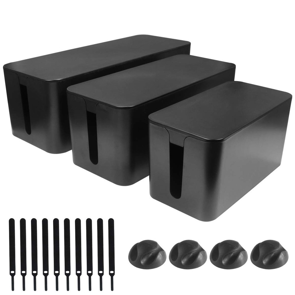 Cable Management - 3 Pack Cord Organizer for Desk - Large Medium Small Cable ...