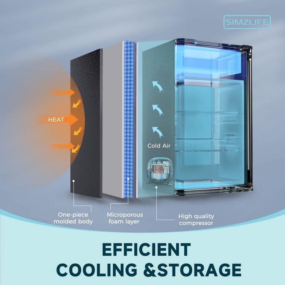 SIMZLIFE 3.2 Cu Ft Compact Mini Refrigerator with Freezer Silver