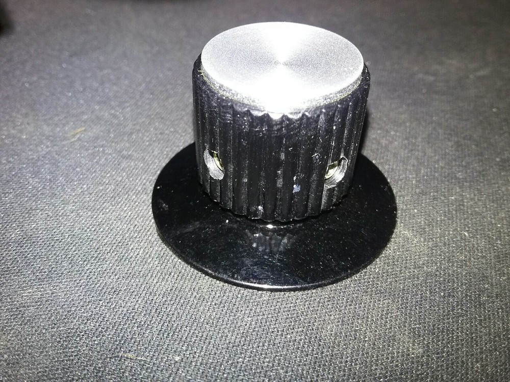 Vintage electronic control knobs 1/4” shaft Two Tone Plastic/Alum. Top