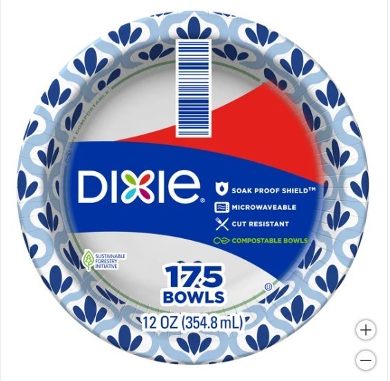 Dixie 12 oz Paper Bowl, 175-count